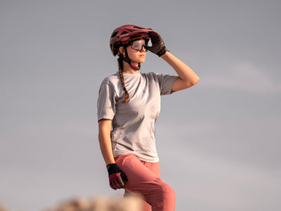 Woman wearing Limar Tonale MTB helmet